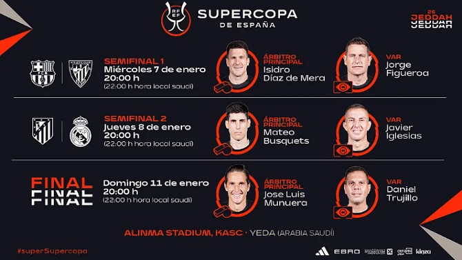 Díaz de Mera, Busquets y Munuera, los árbitros de la Supercopa de España