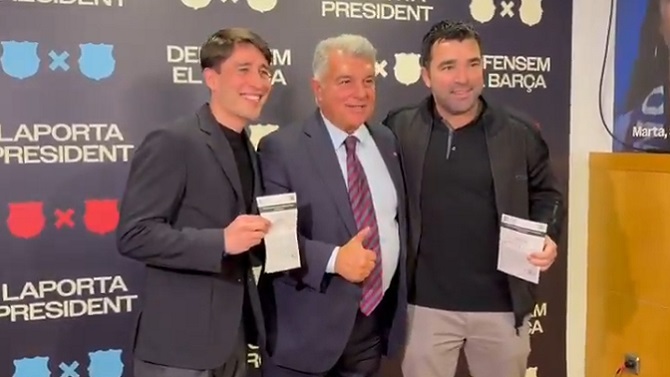 Deco y su adjunto Bojan 'firman' por 'Defensem el Barça', la candidatura de Laporta
