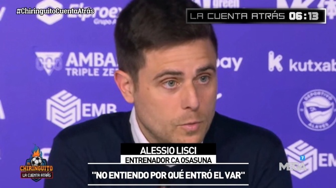 Alessio Lisci no sabe por qué entró el VAR en el penalti: 