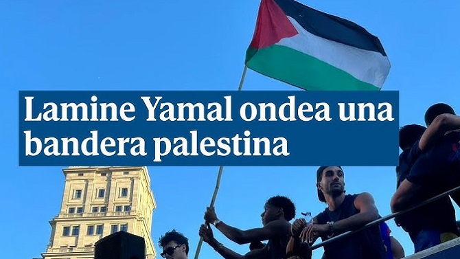 Israel arremete contra Lamine Yamal por ondear una bandera palestina en Barcelona