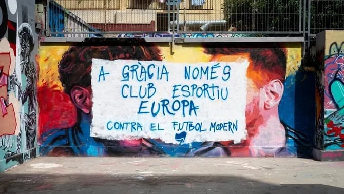 Vandalizan el mural de Messi y Lamine Yamal en Barcelona pocas horas antes de la final