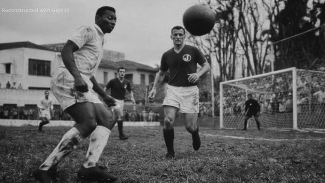 Tres sombreros consecutivos y un cabezazo: el gol perdido de Pelé revive gracias a la IA