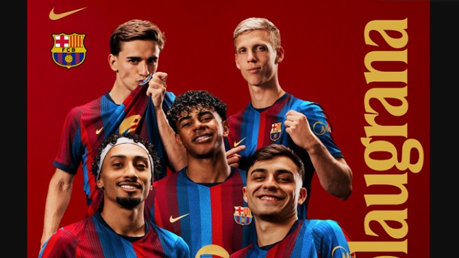 El Barça presenta su nueva camiseta inspirada en la fachada del Spotify Camp Nou