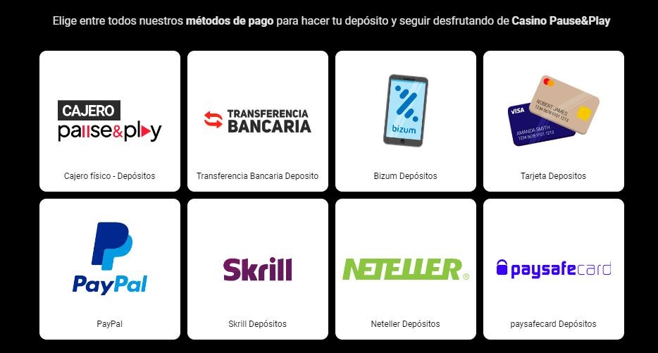 Métodos de pago de casino