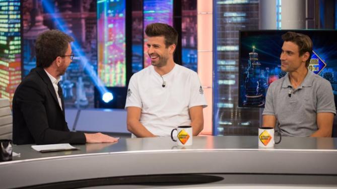 Gerard Piqu&eacute; estuvo junto a David Ferrer en 'El Hormiguero'. (Foto - Twitter)