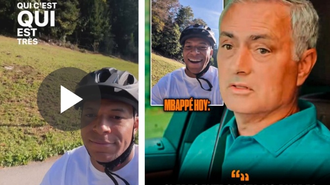 Mbappé publica un vídeo subido a una bicicleta después de que Mourinho alertara del riesgo
