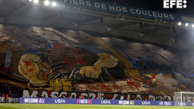 El Barça reportará a la UEFA la pancarta 'Masacre a la parisina' de los ultras del PSG